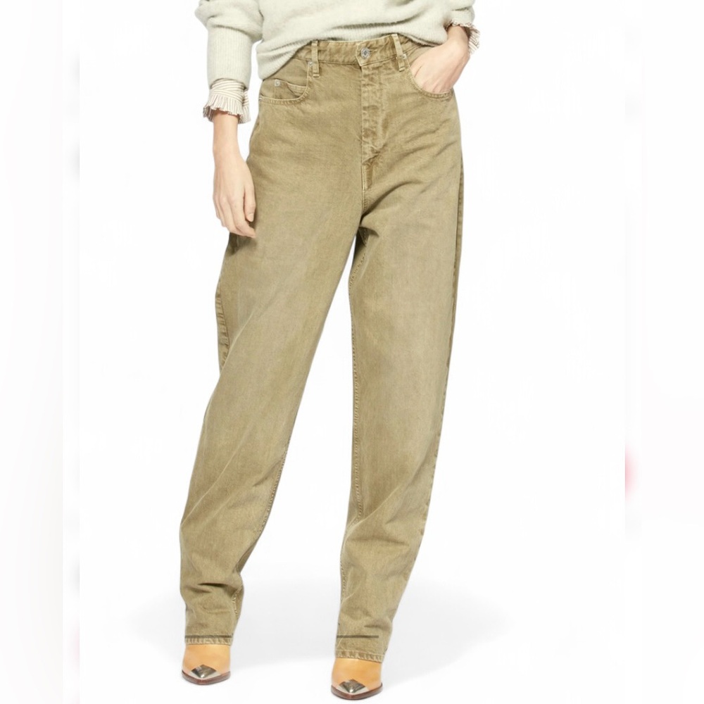 Isabel Marant Relaxed Boyfriend Jeans in Olive Green